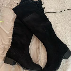 Knee high suede boots